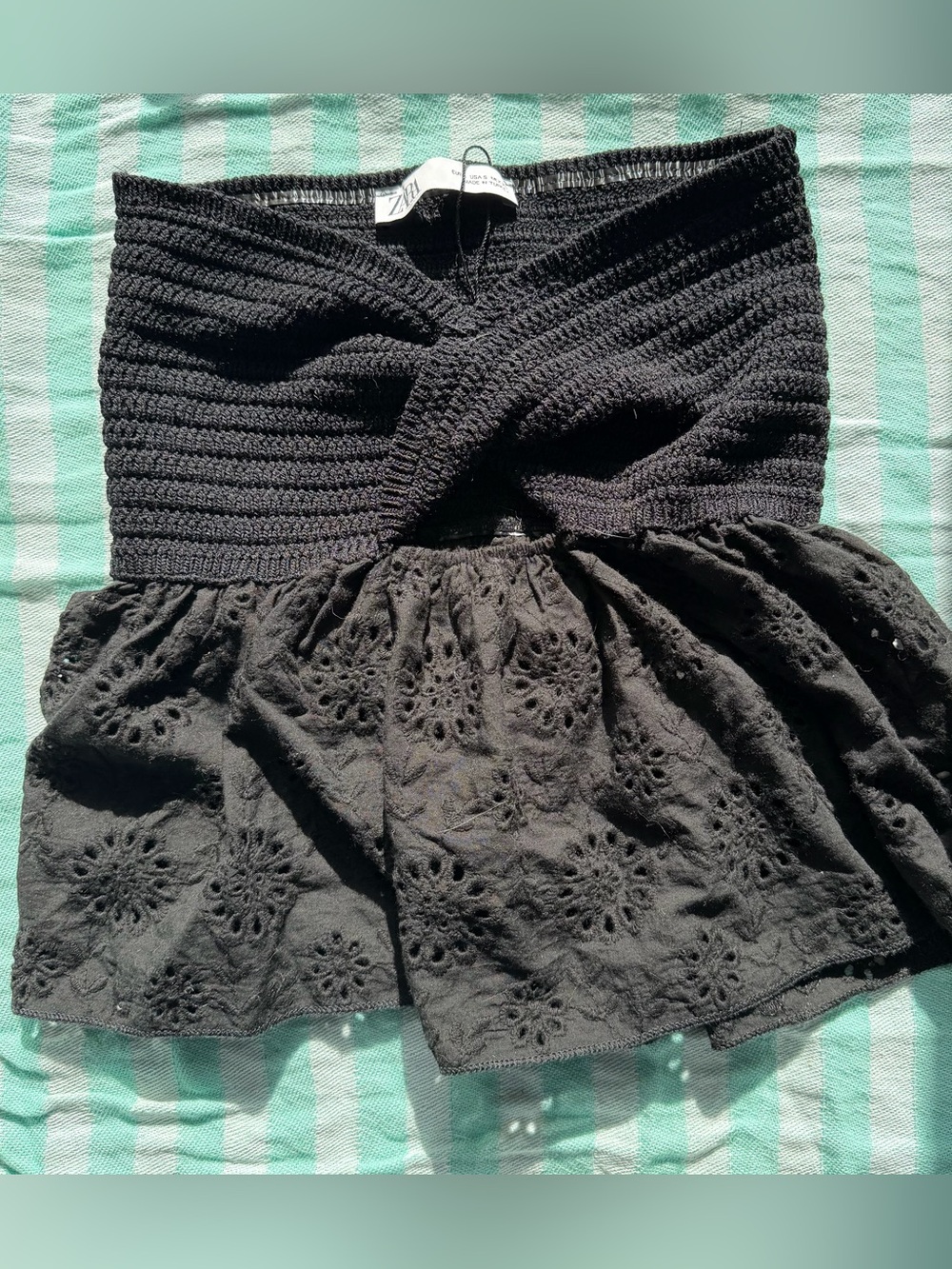 ZARA Black Eyelet Tube Top